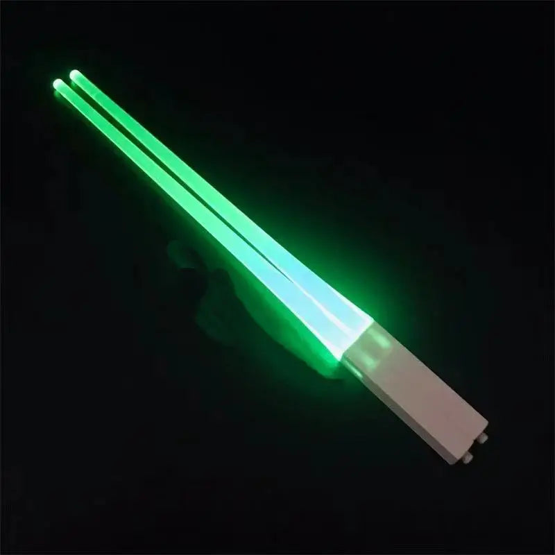 LED Light-Up Chopsticks Glowing Light Saber Style – 1 Pair Novelty Chopsticks SPOT Green