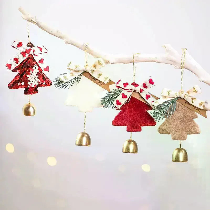 Plush Sequin Christmas Tree Ornament with Jingle Bell Christmas Ornament SPOT