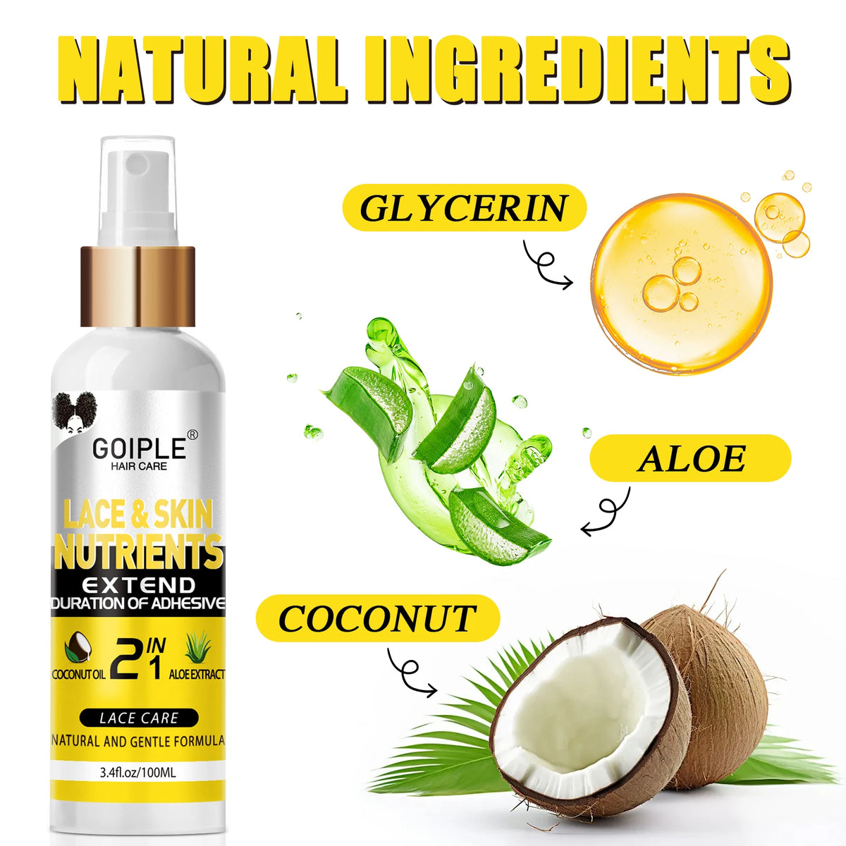 Goiple Lace & Skin Nutrients with Coconut Oil 100ml Lace Wig Care Serum SPOT