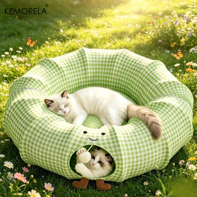 KEMORELA Foldable Cat Tunnel Bed – Washable & Multi-Use Cat Tunnel Bed SPOT