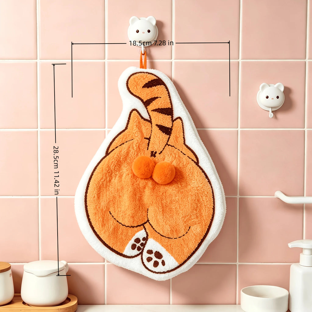 Cute Cat & Dog Butt Hand Towels – Coral Fleece, Hanging Novelty Hand Towel SPOT
