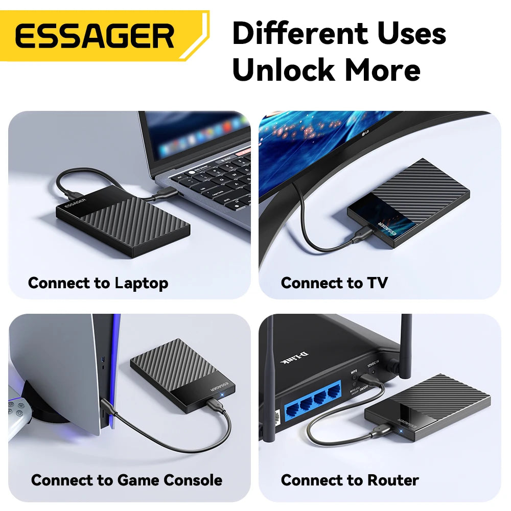 Essager 2.5" USB 3.0 SSD HDD Enclosure – UASP, 5Gbps HDD SSD Enclosure SPOT