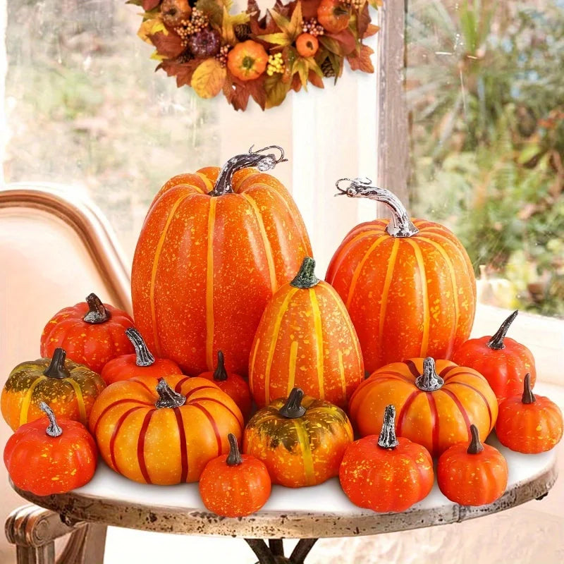 7-Piece Artificial Pumpkin Set – Fall Halloween & Thanksgiving Decor Seasonal Home Decor SPOT