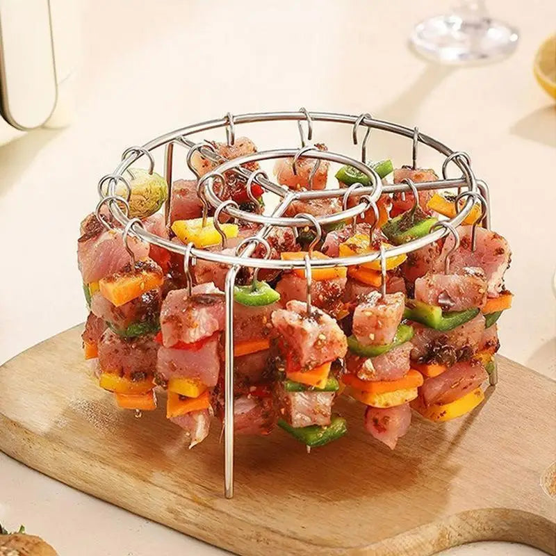 Vertical Stainless Steel BBQ Skewer Rack – 24-Slot Stand BBQ Skewer Rack SPOT