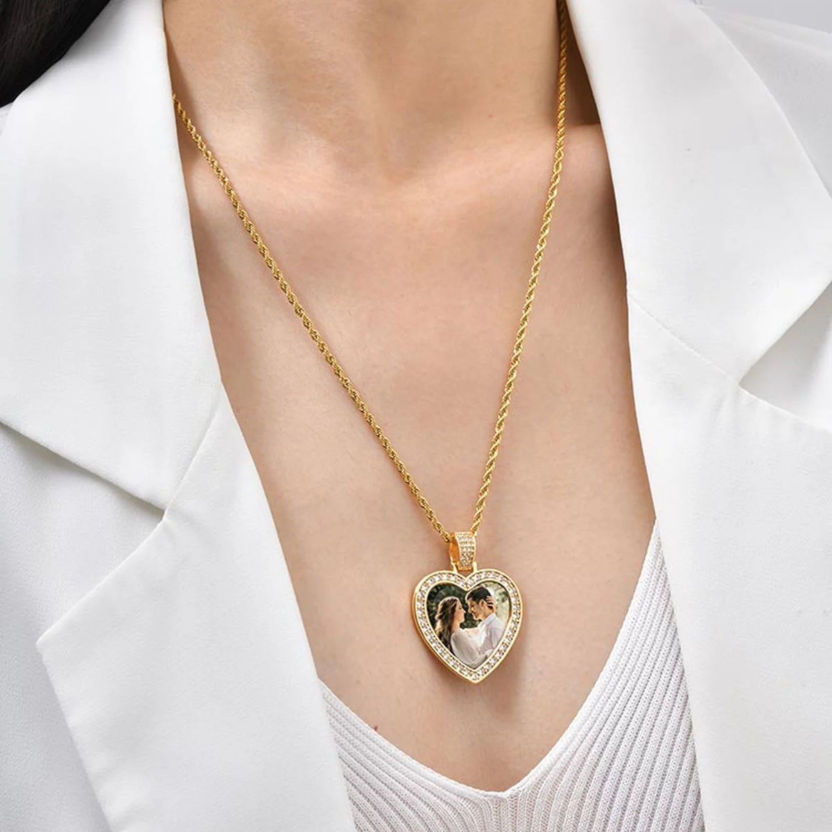Personalized Photo Heart Necklace – Zirconia Pendant for Women Pendant Necklace SPOT