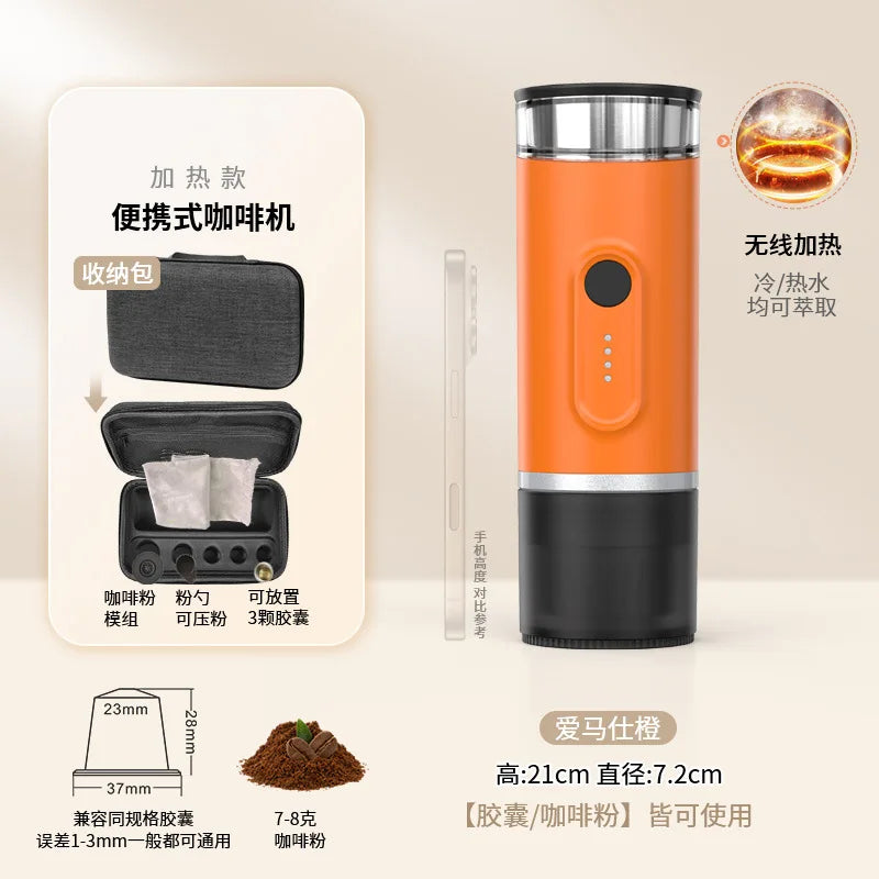 Portable Battery-Powered Capsule Espresso Machine – 15 Bar Capsule Espresso Machine SPOT Orange