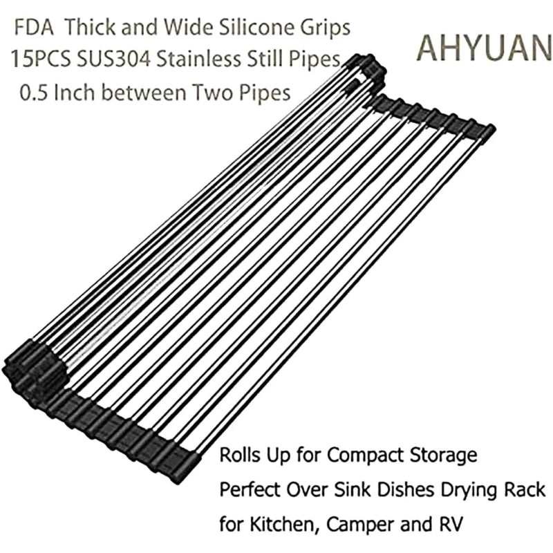 Foldable Over-Sink Dish Drying Rack – 15-Tube Stainless Steel Dish Drying Rack SPOT