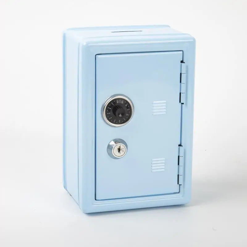Mini Metal Safe Box with Combination Lock & Key | Kids Piggy Bank Mini Safe Box SPOT Blue