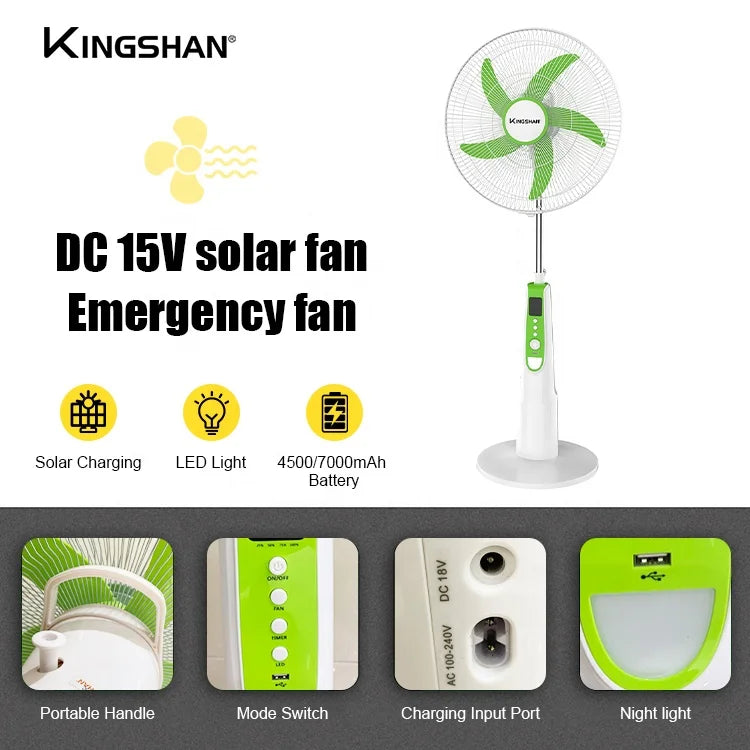 18-Inch Rechargeable AC/DC Standing Floor Fan with LED Light Rechargeable Standing Fan SPOT