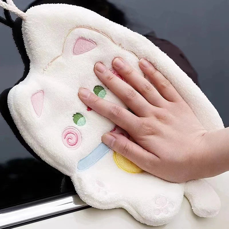 Cute Cat Hand Towel – Quick-Dry Coral Fleece Absorbent Wipe Hand Towel SPOT