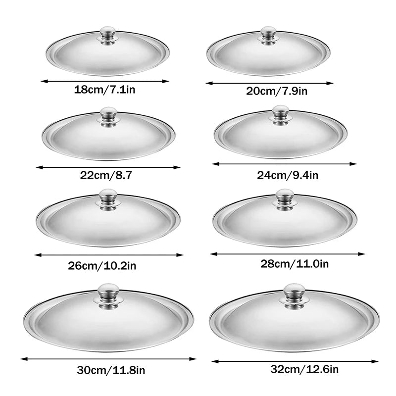 Stainless Steel Universal Pot Lid 10–32cm | Skillet Wok Cover Pot Lid SPOT