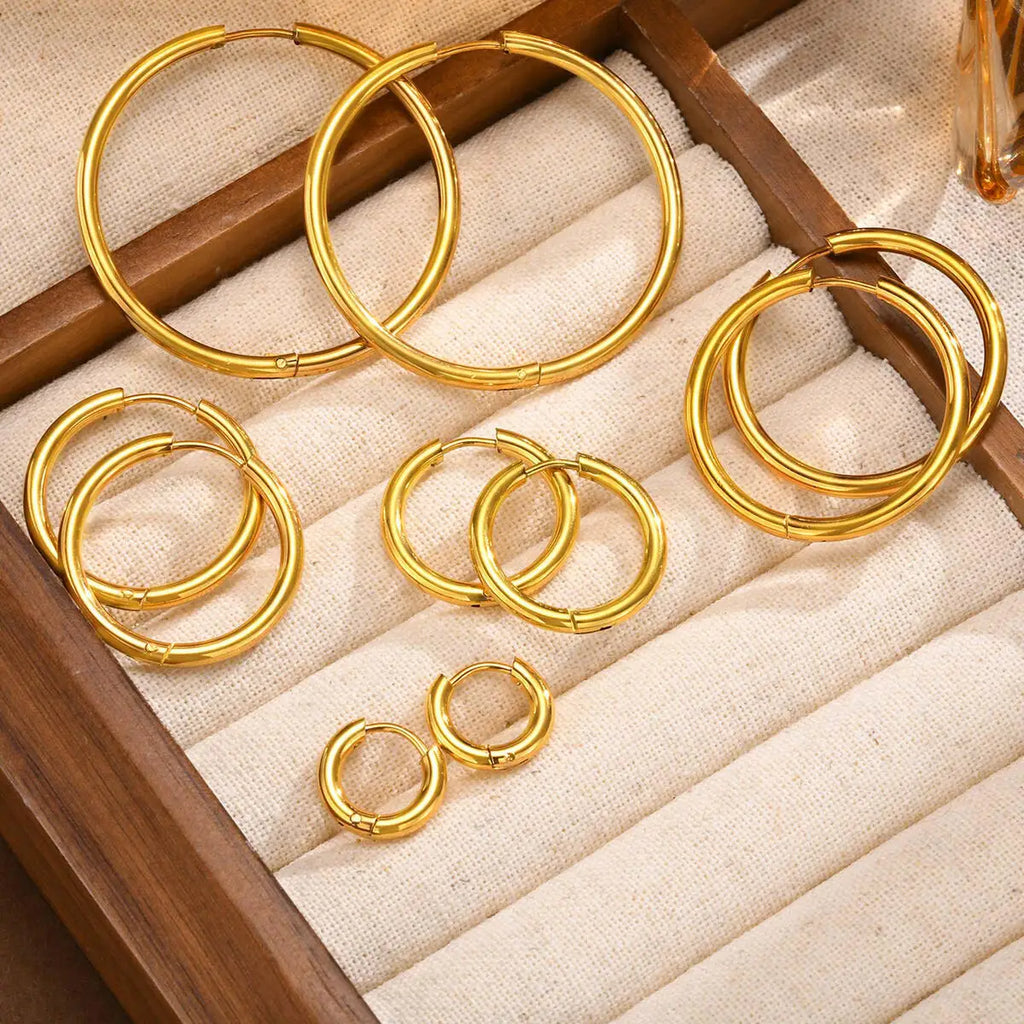 Minimalist Gold Hoop Earrings – Stainless Steel Huggies Hoop Earrings SPOT