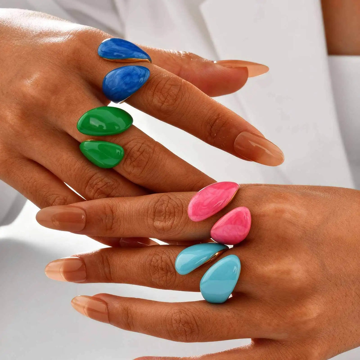 Chunky Blue Enamel Stackable Statement Ring – Waterproof Statement Ring SPOT