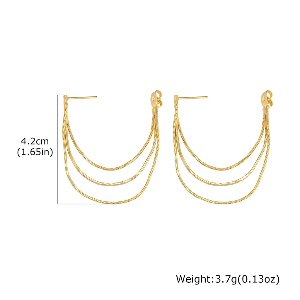 Triple Layer Chain Drop Earrings – Gold Dangle Earrings Drop Dangle Earrings SPOT