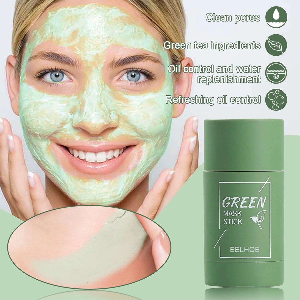 Eelhoe Green Tea Solid Face Mask Stick – Cleanse & Moisturize Face Mask Stick SPOT