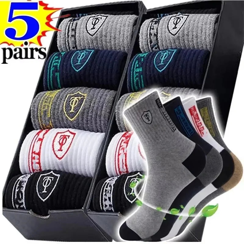 5-Pack Men's Bamboo Cotton Breathable Socks | EU 39–45 Men's Socks SPOT 35-39 5Pairs-each1pairs A