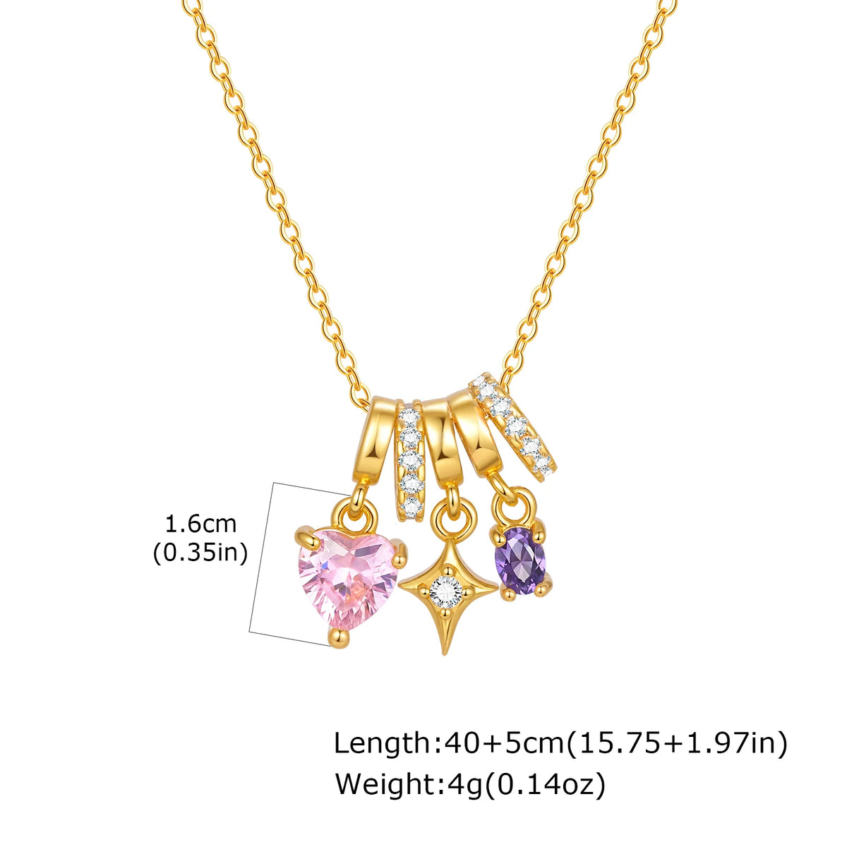 Pink Zirconia Heart Necklace – 18K Gold Plated Dainty Pendant Pendant Necklace SPOT NC-2367G