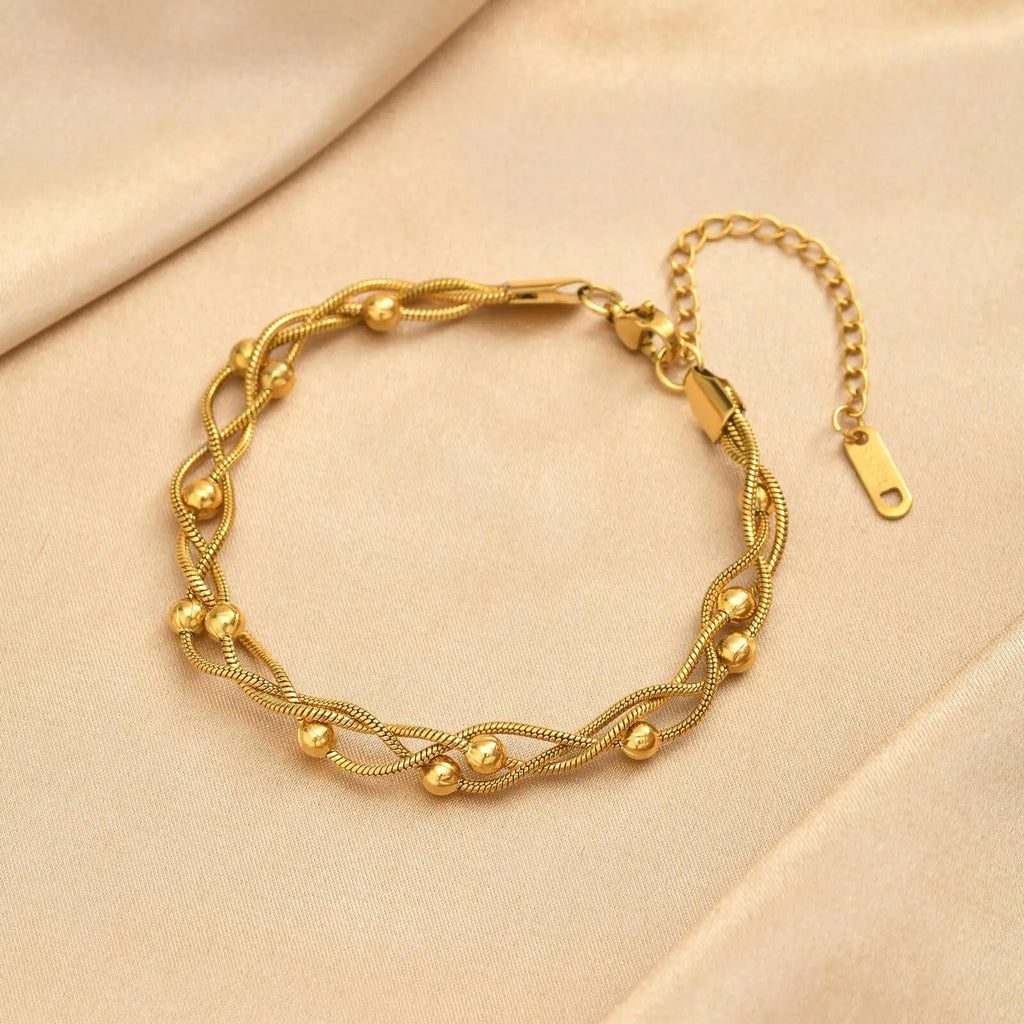 Layered Snake Chain Anklet – Waterproof Gold Stainless Steel Fashion Anklet SPOT