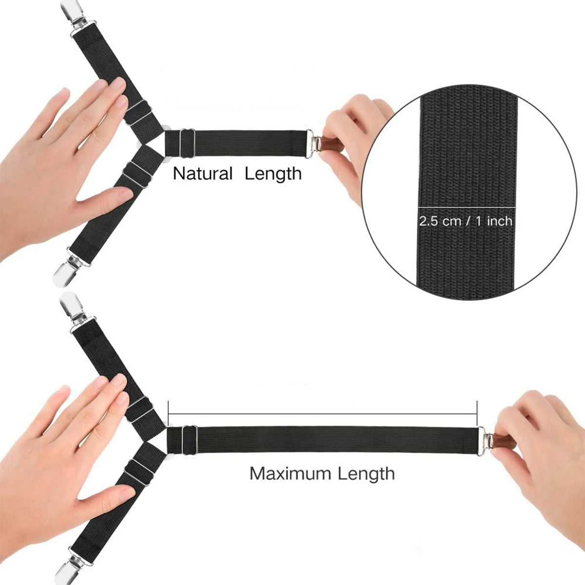4-Pack Elastic Bed Sheet Grippers – Adjustable Sheet Clips Bed Sheet Grippers SPOT