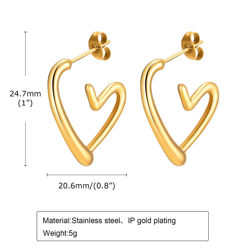 Heart Hoop Earrings – 14K Gold Plated Stainless Steel for Women Hoop Earrings SPOT