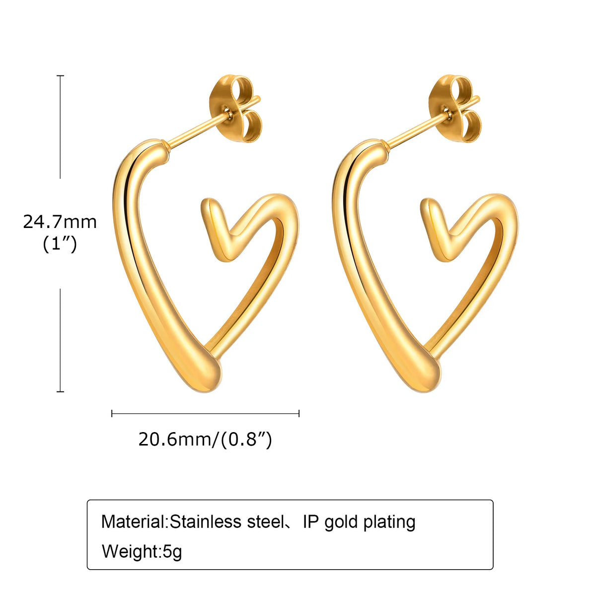 Heart Hoop Earrings – 14K Gold Plated Stainless Steel for Women Hoop Earrings SPOT