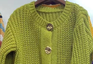 Women's Loose Knit Cardigan – Long Sleeve Button Sweater Coat Knit Cardigan SPOT One Size green