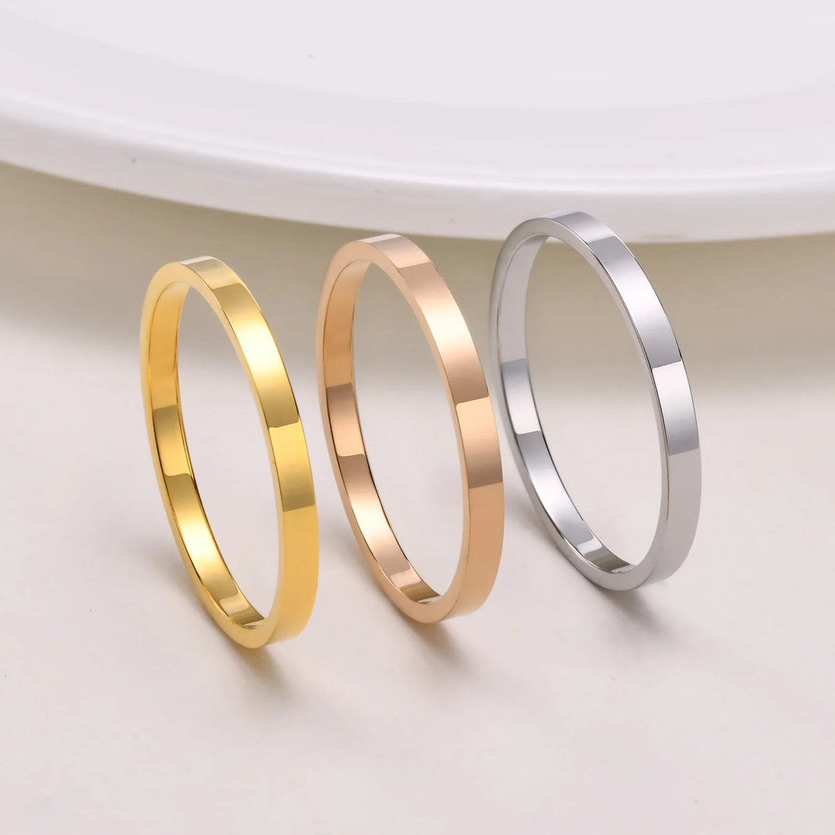 18K Gold Plated Stainless Steel Ring – Plain Wedding Band 2–8mm Wedding Band Ring SPOT