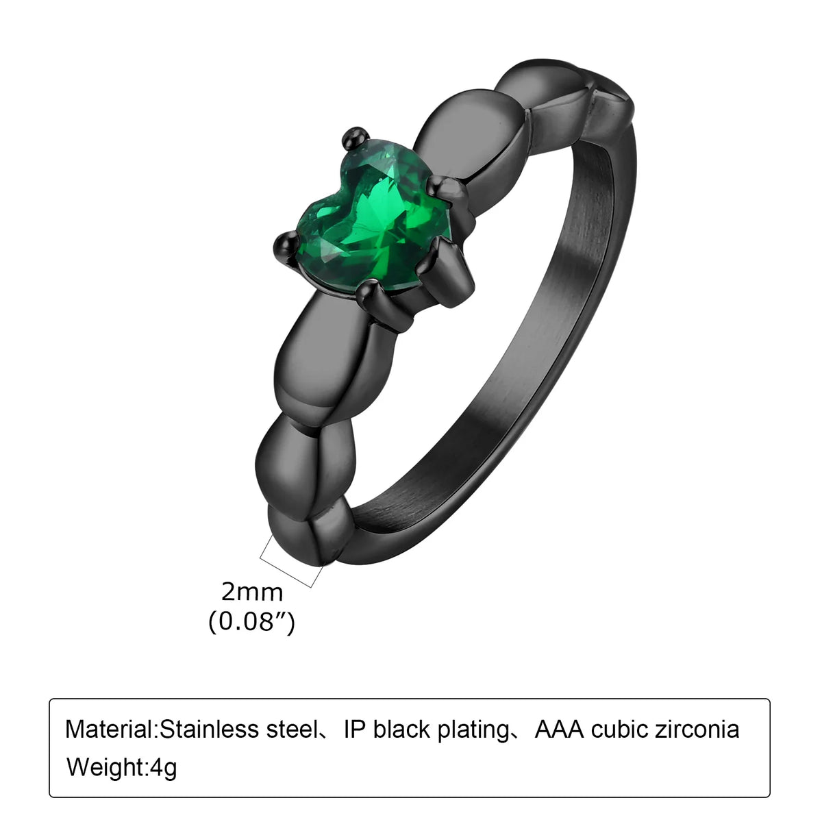 Vintage Heart CZ Stackable Ring – Stainless Steel, No Fade Stackable CZ Ring SPOT RC-414BG 5