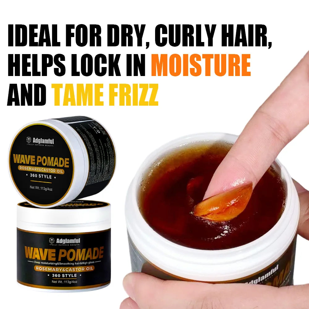 Men's 360 Wave Pomade 113g – Rosemary & Castor Oil | Adglamful Wave Styling Pomade SPOT