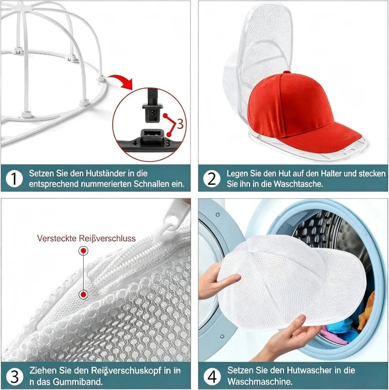 Baseball Cap Washer Set – Hat Washing Bag & Hat Rack 2-Pack Hat Laundry Set SPOT