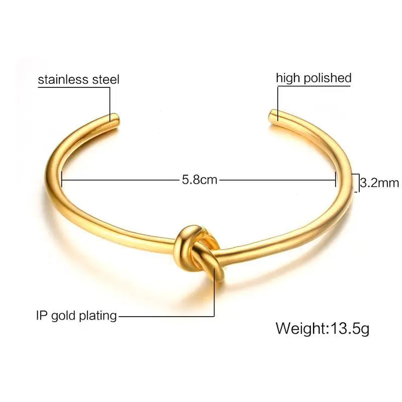 Women's Gold Knot Open Cuff Bangle – Stainless Steel Bracelet Cuff Bangle Bracelet SPOT B-132G
