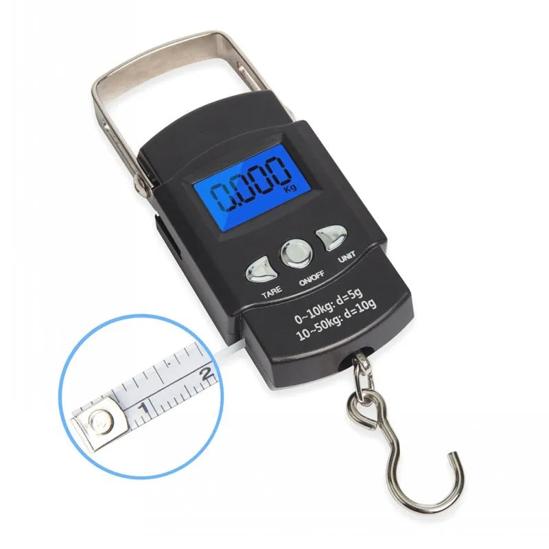 Portable Digital Hanging Scale 50kg with Retractable Tape Digital Hanging Scale SPOT 10g 50kg