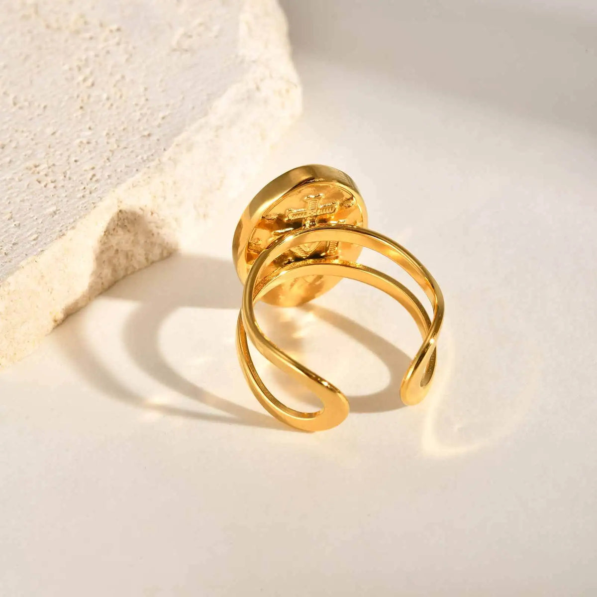 Virgin Mary Gold Open Ring – Lady of Guadalupe Stainless Steel Fashion Ring SPOT