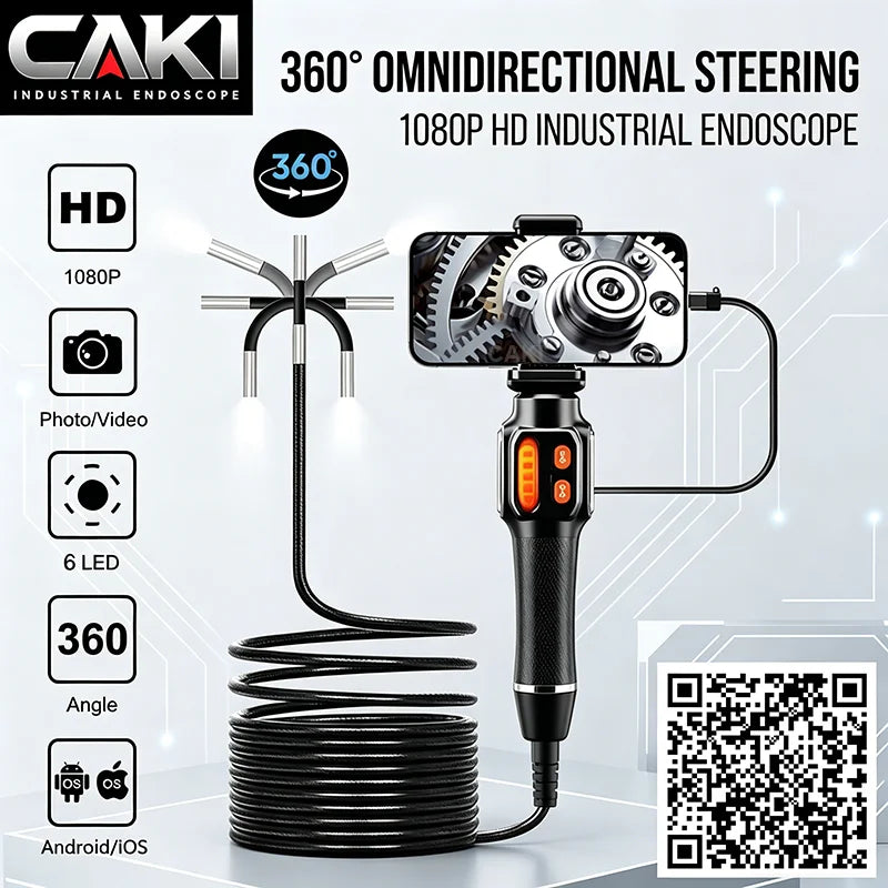 CAKI 360° HD Borescope Inspection Camera – 6mm IP67 Waterproof Borescope Inspection Camera SPOT