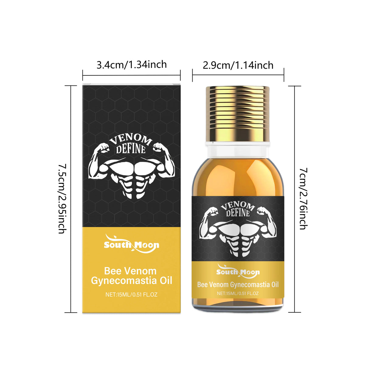 Men's Chest Firming Massage Oil – Bee Venom & Plant Extracts Body Sculpting Oil SPOT 15ml Boxed