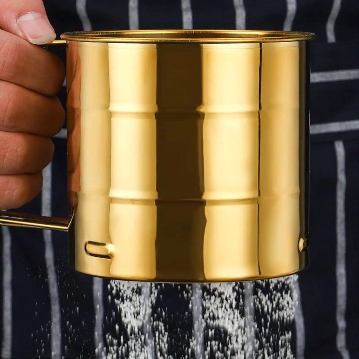 Gold Plated Hand Press Flour Sifter & Powdered Sugar Shaker Flour Sifter SPOT