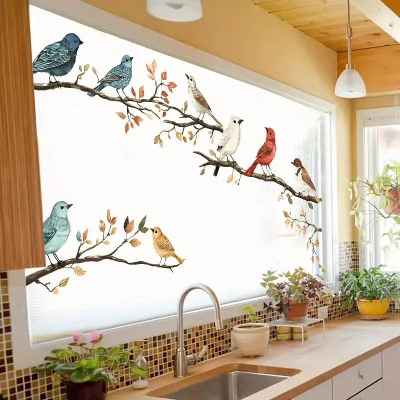 Watercolor Bird & Branches Removable Window Wall Sticker Wall Decal Sticker SPOT