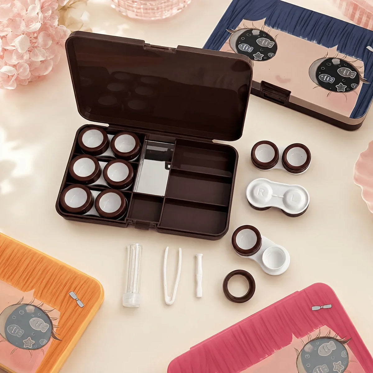 Contact Lens Case with Mirror – Holds 6 Pairs | Portable Storage Contact Lens Case SPOT