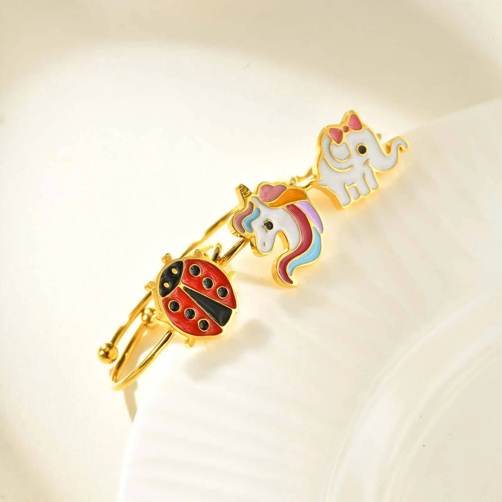 Red Enamel Adjustable Ring – 18K Gold Kids & Women Gift Fashion Ring SPOT