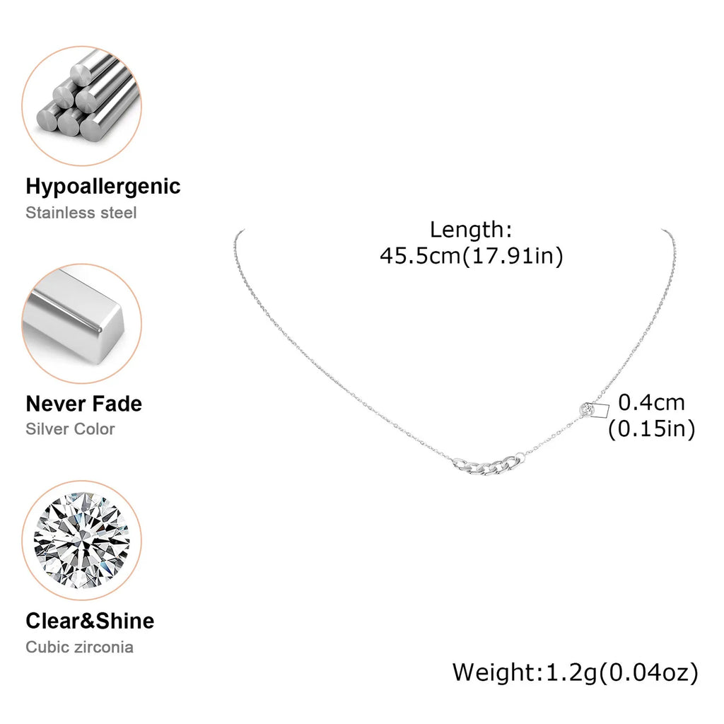 Women's Dainty CZ Pendant Necklace – Stainless Steel Chain Pendant Necklace SPOT