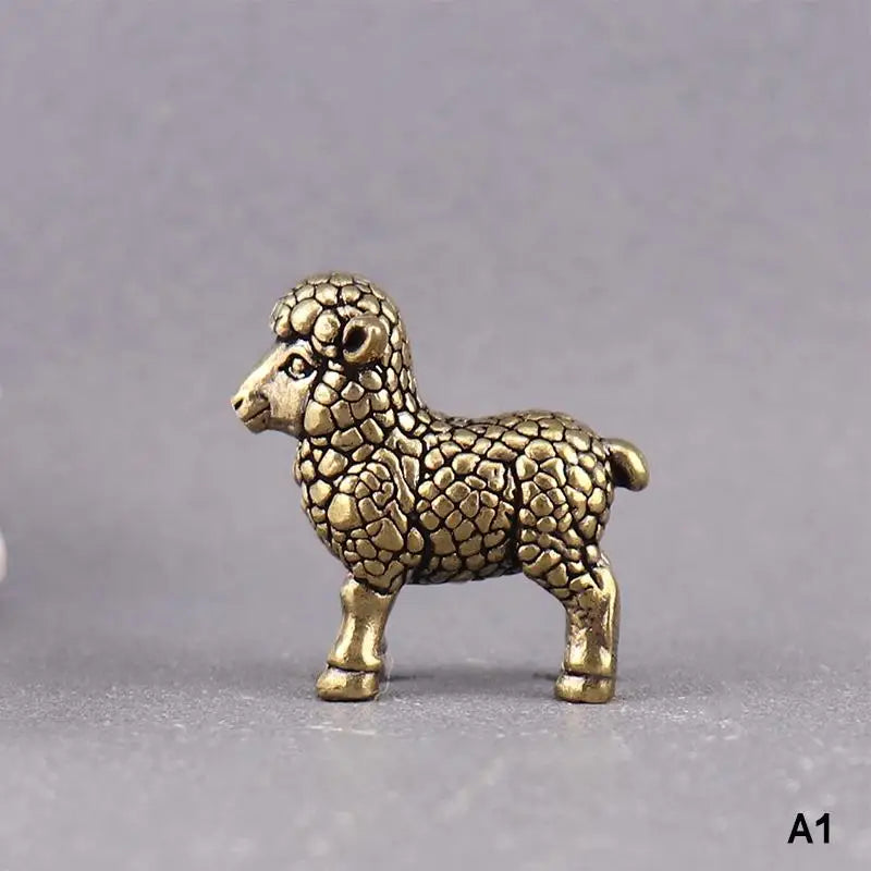 Chinese Zodiac Goat Brass Figurine – Feng Shui Lucky Sculpture Decorative Figurine SPOT A1