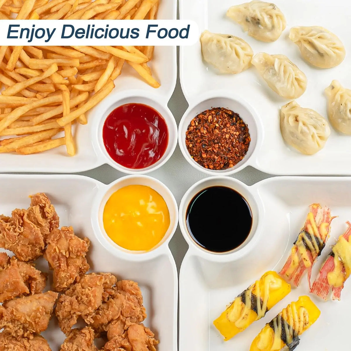 Nordic Dumpling Plate with Dipping Sauce Compartment | Serving Tray Serving Tray Plate SPOT