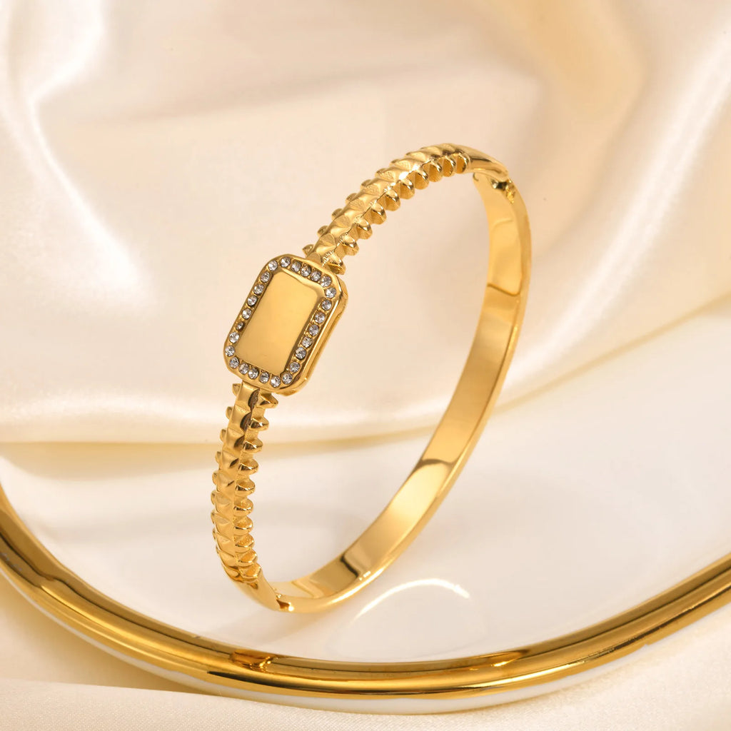 Personalized Initial Bracelet – Zirconia Stainless Steel Bangle Personalized Bracelet SPOT
