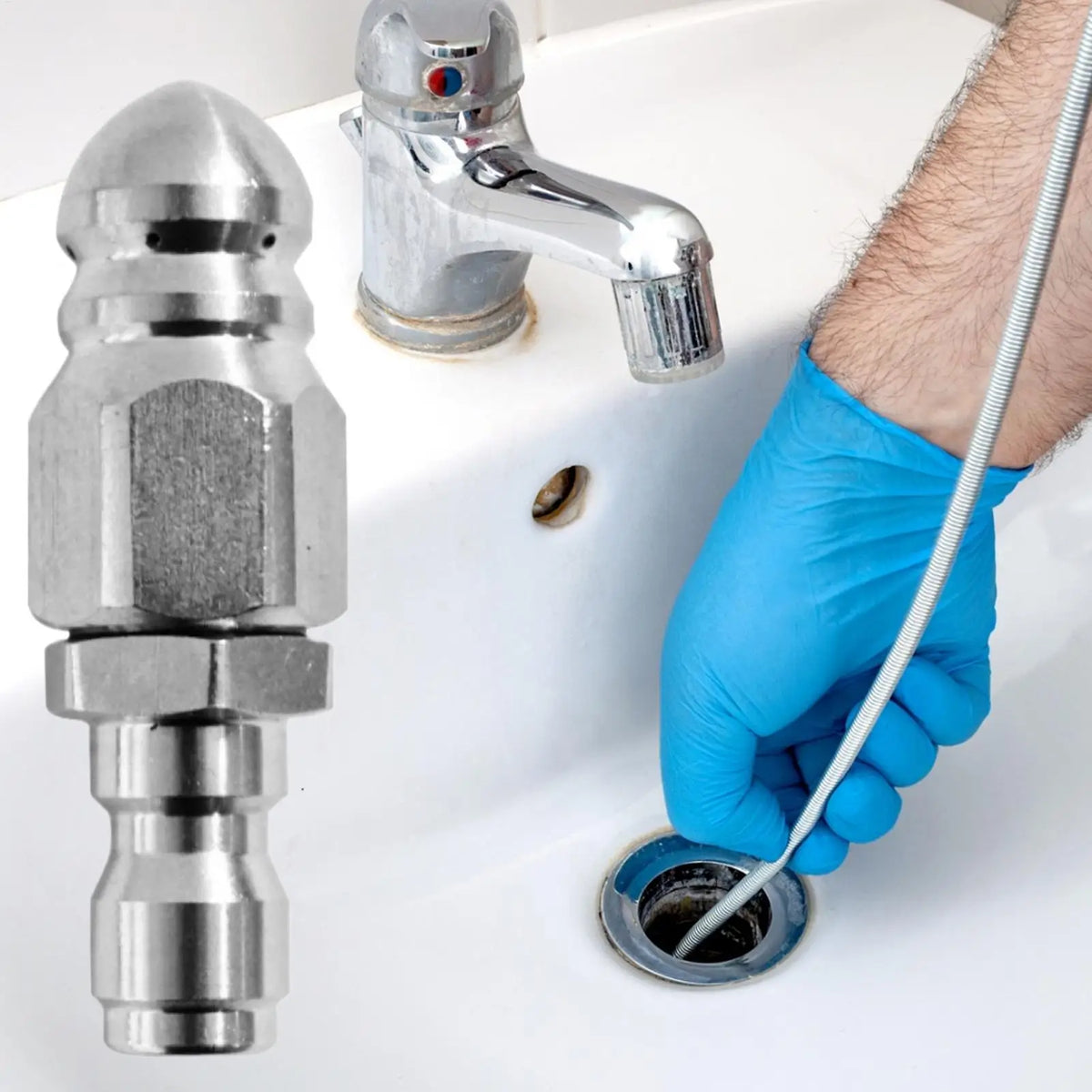 1/4" Stainless Steel Sewer Jetter Nozzle for Pressure Washers Drain Jetter Nozzle SPOT