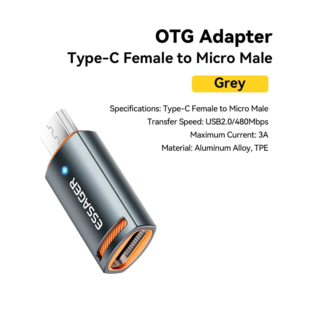 Essager USB 3.0 OTG Adapter – Type-C, Micro & Lightning USB OTG Adapter SPOT Type-C to Micro 3A
