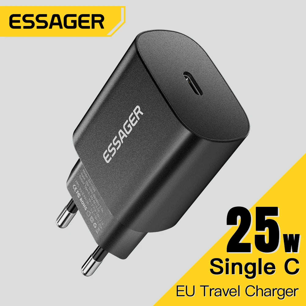 Essager 25W USB-C PD Fast Charger EU Plug – iPhone & Android USB-C Wall Charger SPOT