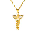 14K Gold Plated Angel Wing Medical Symbol Necklace – Doctor Gift Pendant Necklace SPOT Default Title