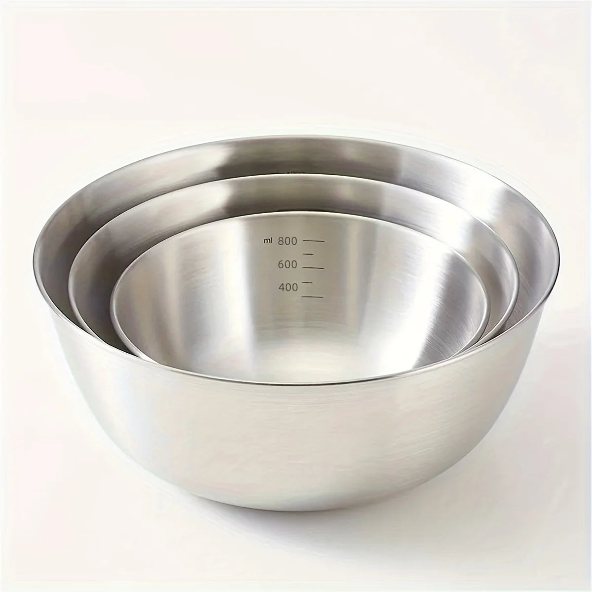 Set of 3 Stainless Steel Mixing Bowls with Measurements Mixing Bowl Set SPOT
