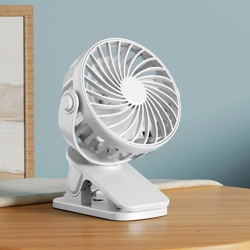 720° Clip Fan USB Rechargeable with Built-In Night Light Clip Fan SPOT White