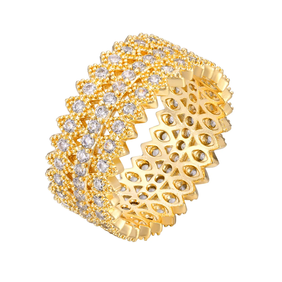 Zirconia Eternity Ring – 18K Gold Plated Wedding Band | Meaeguet Eternity Band Ring SPOT US Ring Size 9